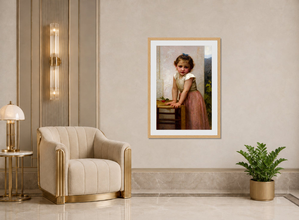 William-Adolphe Bouguereau Print, Yvonne (1896) displayed in an Art Deco interior