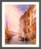 William Callow Print, A Gondola on the Grand Canal, Venice (1866) in a dark grey frame