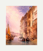 William Callow Print, A Gondola on the Grand Canal, Venice (1866) with an off-white border for rolled canvas