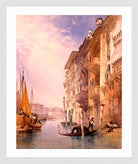 William Callow Print, A Gondola on the Grand Canal, Venice (1866) in a white frame