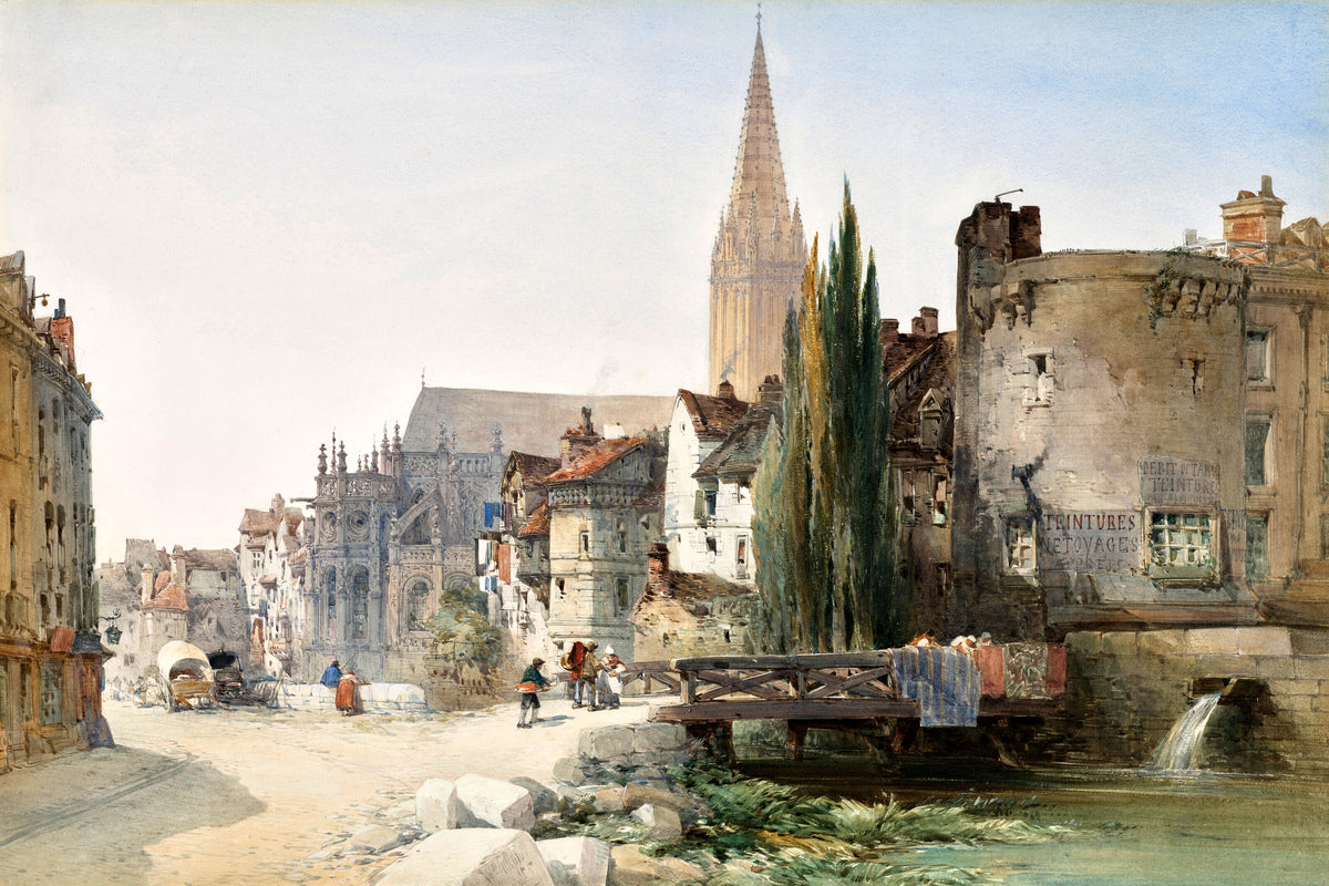 William Callow Print, A view of St Pier, Caen, France (1865) as an unframed print