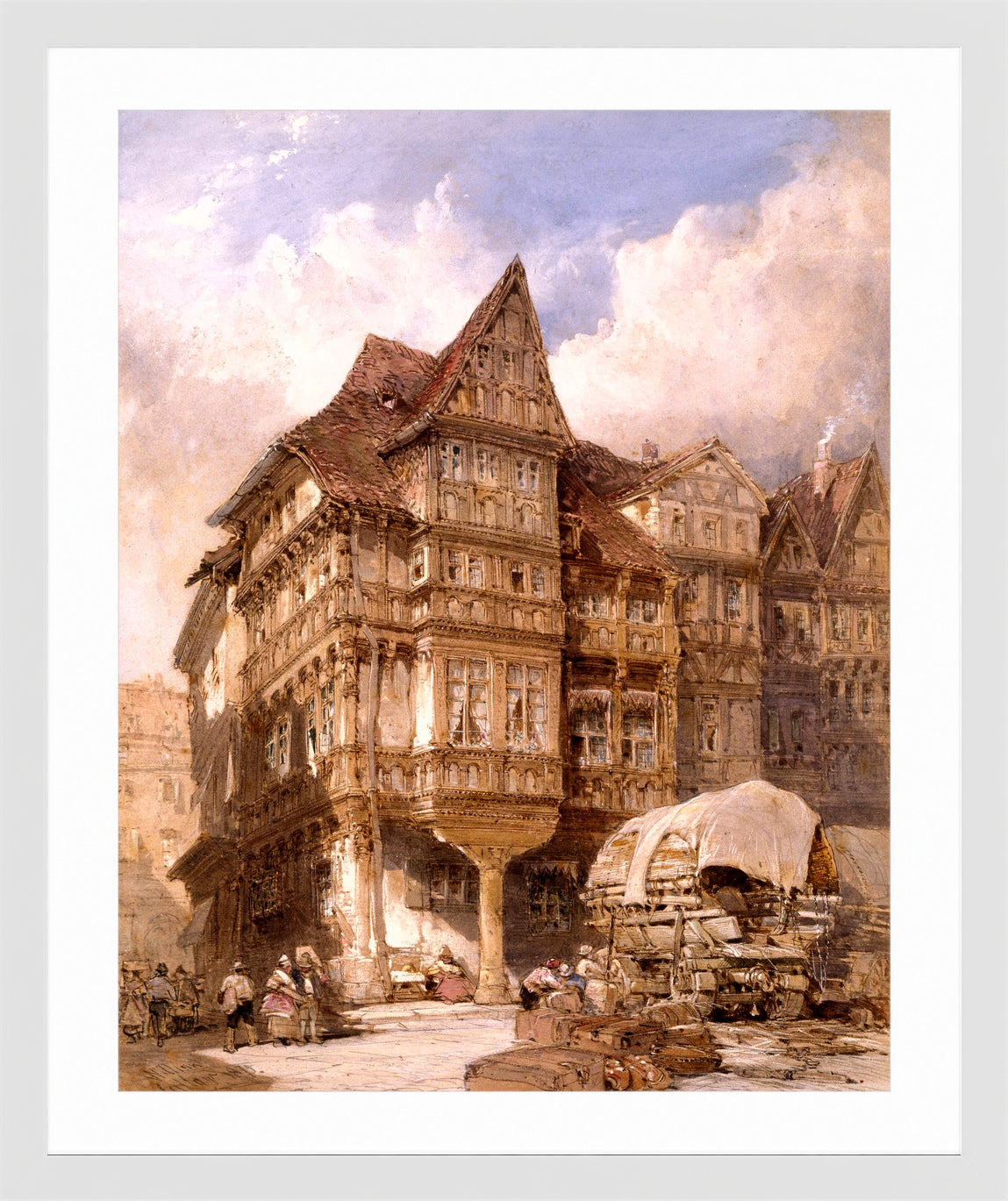 William Callow Print, Albrecht Durer’s House at Nuremberg (1875) in a white frame