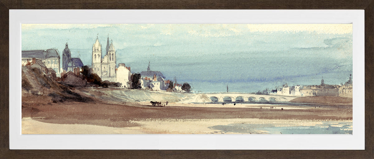 William Callow Print, Blois on the Loire (1856) in a brown frame