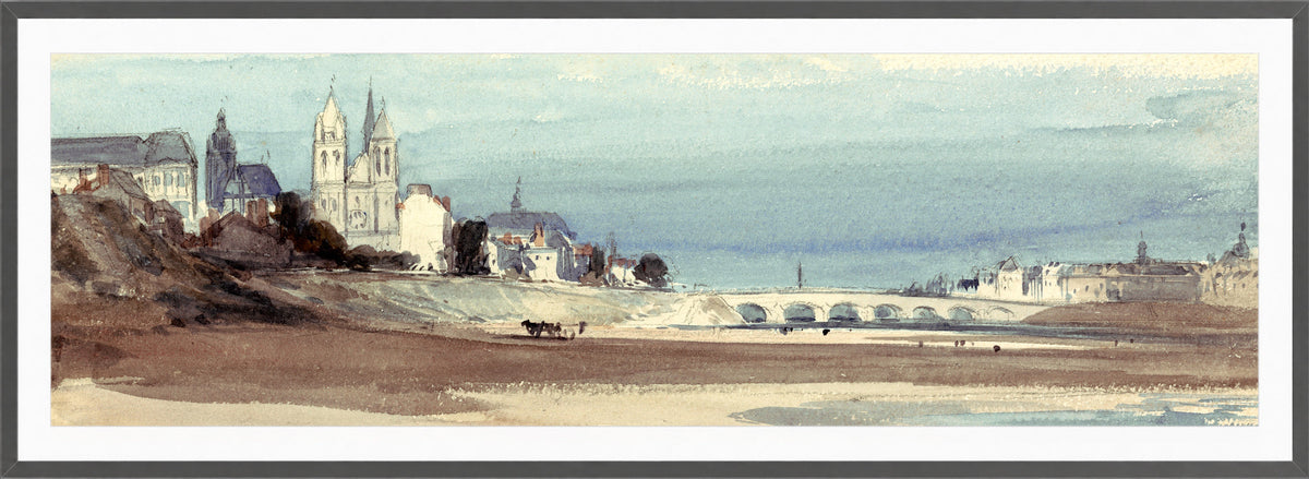 William Callow Print, Blois on the Loire (1856) in a dark grey frame