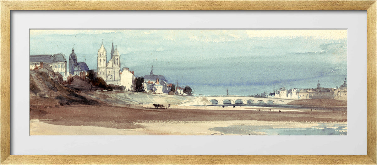 William Callow Print, Blois on the Loire (1856) in a gold frame