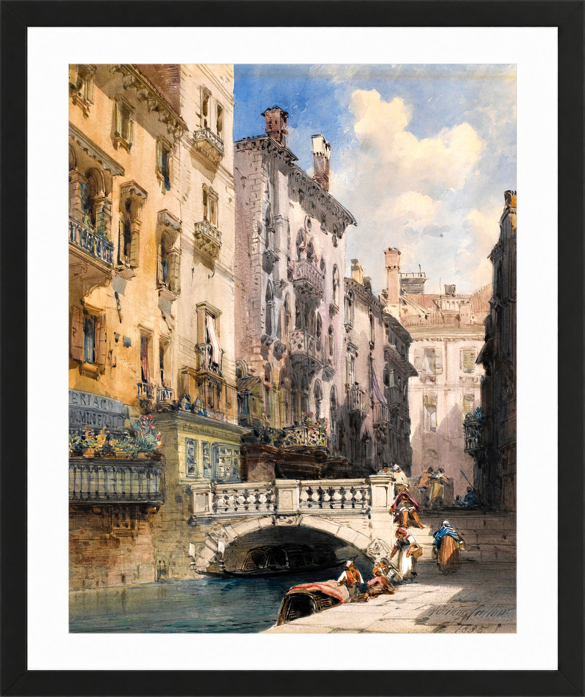 William Callow Print, Canal Barataria, Venice (1885) in a black frame