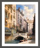 William Callow Print, Canal Barataria, Venice (1885) in a dark grey frame