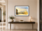 William Callow Print, Castel Sant’Angelo, Rome displayed above a console table