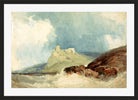 William Callow Print, Castle on a Cliff with Stormy Sea in a black frame