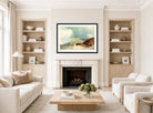 William Callow Print, Castle on a Cliff with Stormy Sea displayed in a Scandinavian living room