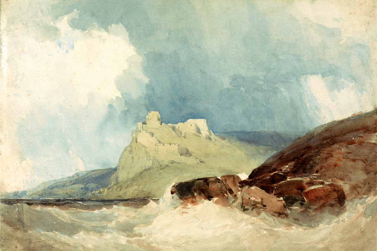 William Callow Print, Castle on a Cliff with Stormy Sea as an unframed print