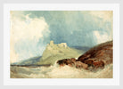 William Callow Print, Castle on a Cliff with Stormy Sea in a white frame