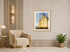 William Callow Print, Chateau d’Ecouen (1833) displayed in an Art Deco interior