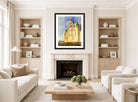 William Callow Print, Chateau d’Ecouen (1833) displayed in a Scandinavian living room