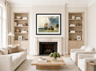 William Callow Print, Entering Harbour (1842) displayed in a Scandinavian living room