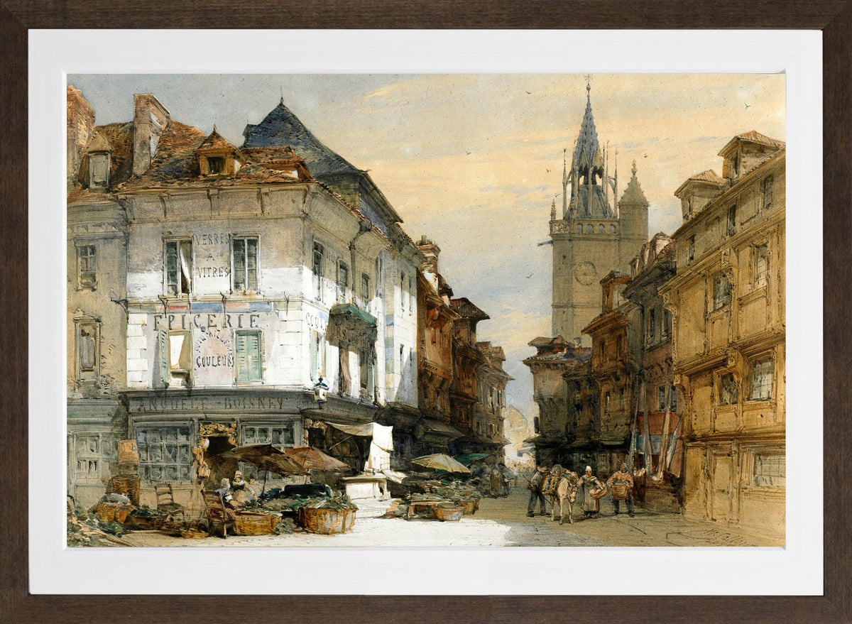 William Callow Print, Evereux, France (1855) in a brown frame