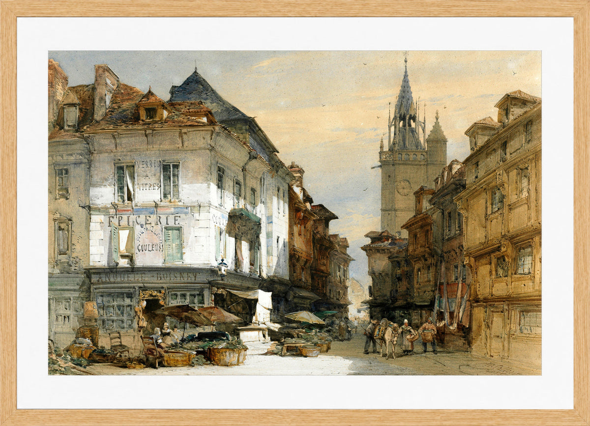 William Callow Print, Evereux, France (1855) in an oak frame