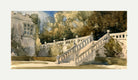 William Callow Print, Garden Stair, Haddon Hall (1849) with an off-white border for rolled canvas