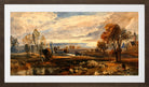 William Callow Print, Landscape with Sheep in a brown frame