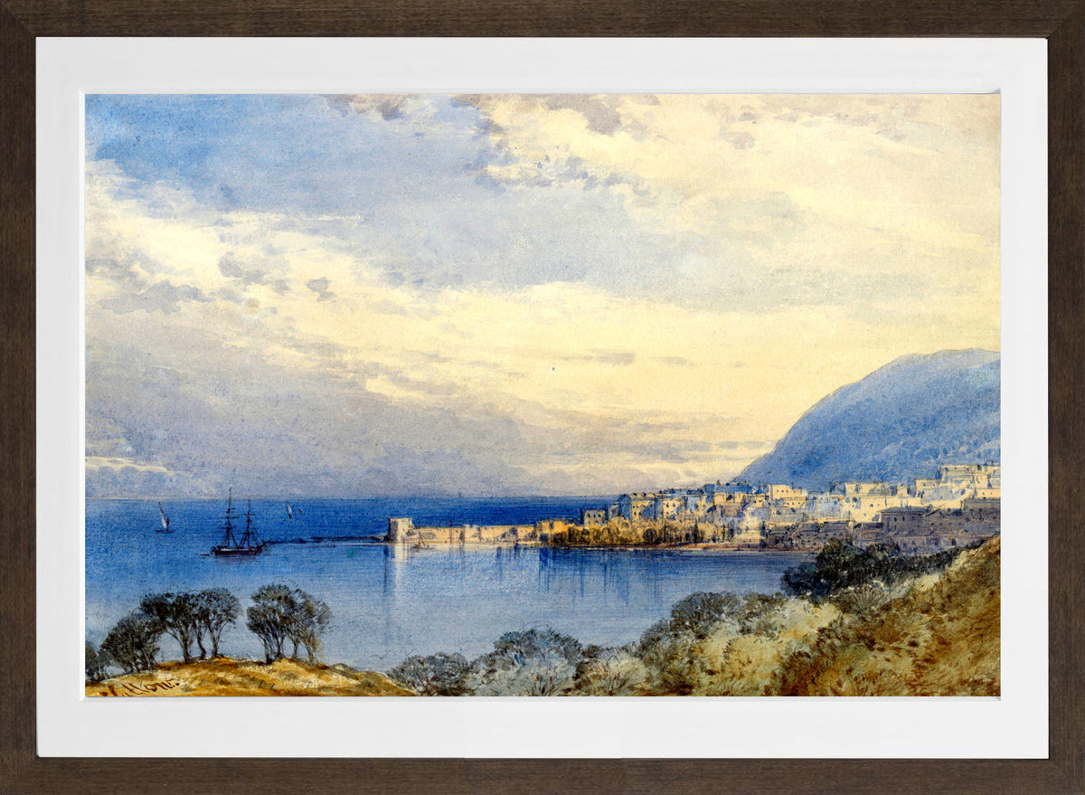 William Callow Print, Menton, France in a brown frame