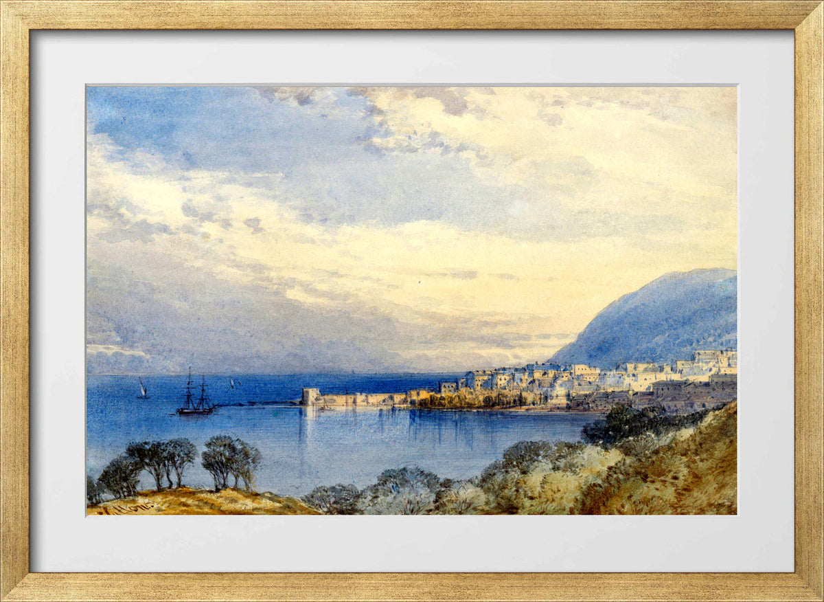 William Callow Print, Menton, France in a gold frame