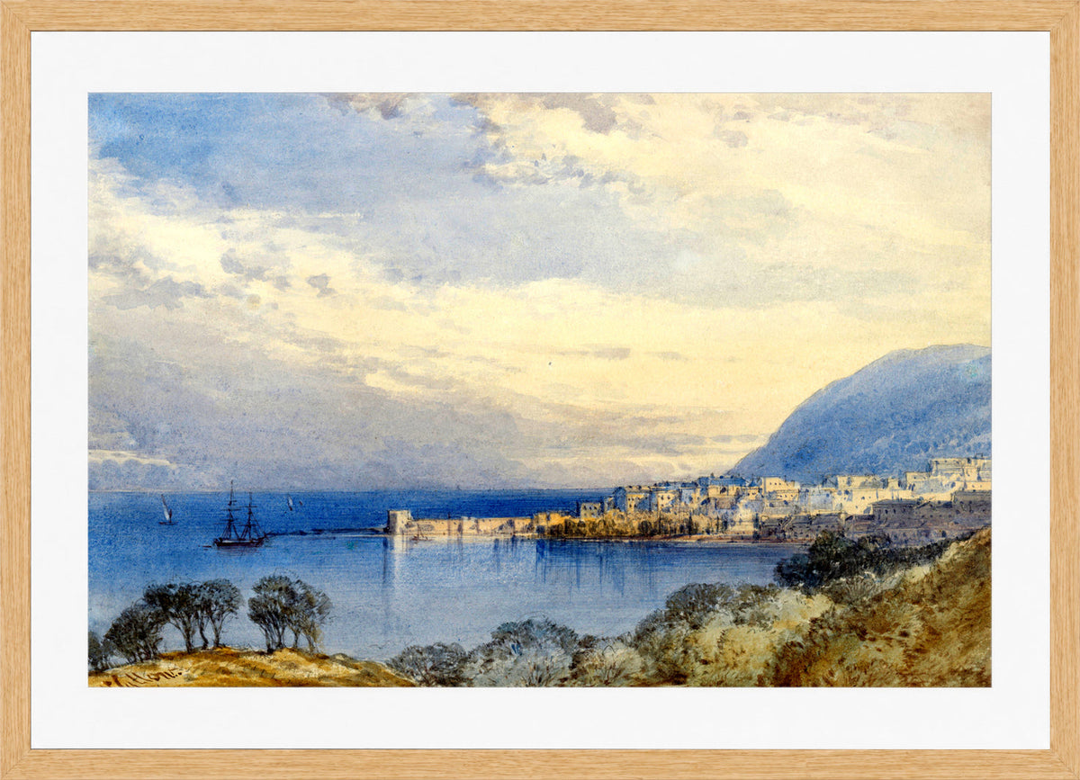 William Callow Print, Menton, France in an oak frame