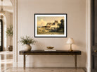 William Callow Print, Mill at Charenton displayed above a console table