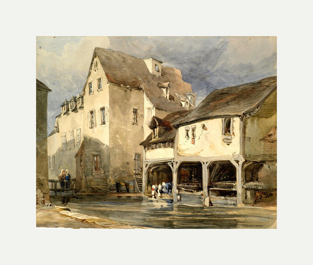 William Callow Print, Moulin St with an off-white border for rolled canvas