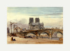 William Callow Print, Notre Dame, Paris (1835) with an off-white border for rolled canvas