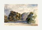 William Callow Print, On the Wharfe, Bolton Abbey (1858) with an off-white border for rolled canvas