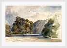 William Callow Print, On the Wharfe, Bolton Abbey (1858) in a white frame