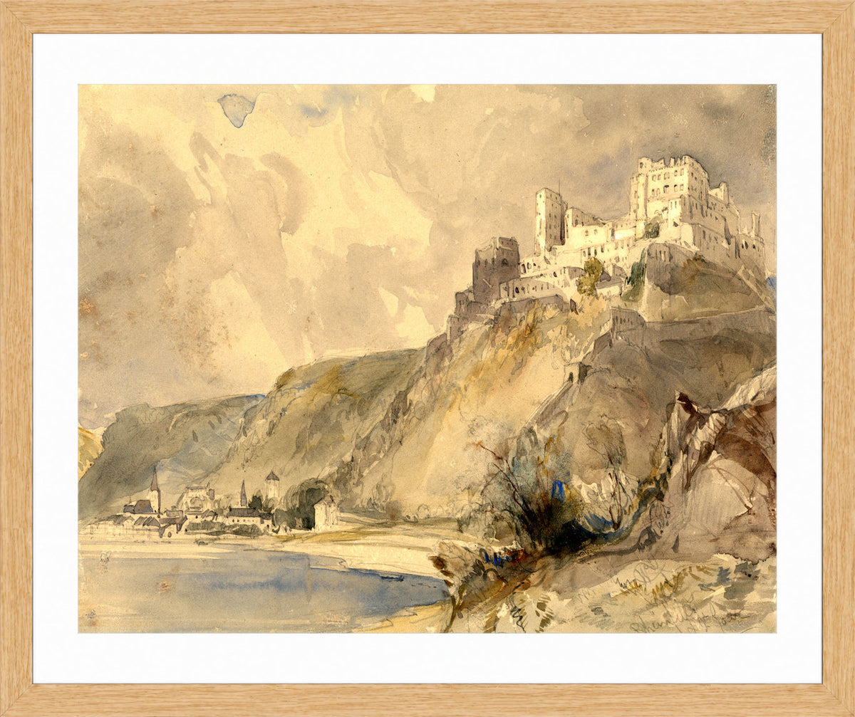 William Callow Print, Rheinfels and St in an oak frame