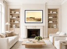 William Callow Print, Ship Building (1841) displayed in a Scandinavian living room