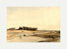 William Callow Print, Ship Building (1841) with an off-white border for rolled canvas