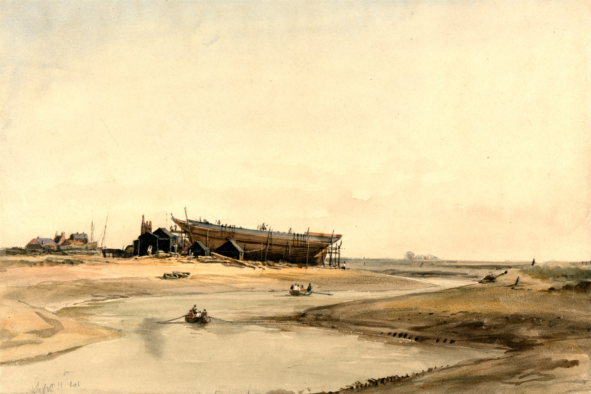 William Callow Print, Ship Building (1841) as an unframed print