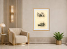 William Callow Print, Stone Bridge_ Wooden Footbridge displayed in an Art Deco interior