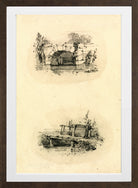 William Callow Print, Stone Bridge_ Wooden Footbridge in a brown frame