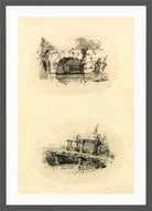 William Callow Print, Stone Bridge_ Wooden Footbridge in a dark grey frame