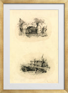 William Callow Print, Stone Bridge_ Wooden Footbridge in a gold frame