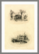 William Callow Print, Stone Bridge_ Wooden Footbridge in a light grey frame