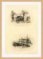 William Callow Print, Stone Bridge_ Wooden Footbridge in an oak frame