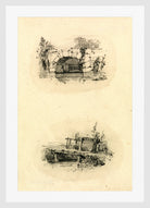 William Callow Print, Stone Bridge_ Wooden Footbridge in a white frame