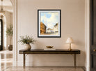 William Callow Print, Street In Bologna displayed above a console table
