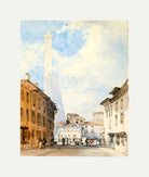 William Callow Print, Street In Bologna with an off-white border for rolled canvas