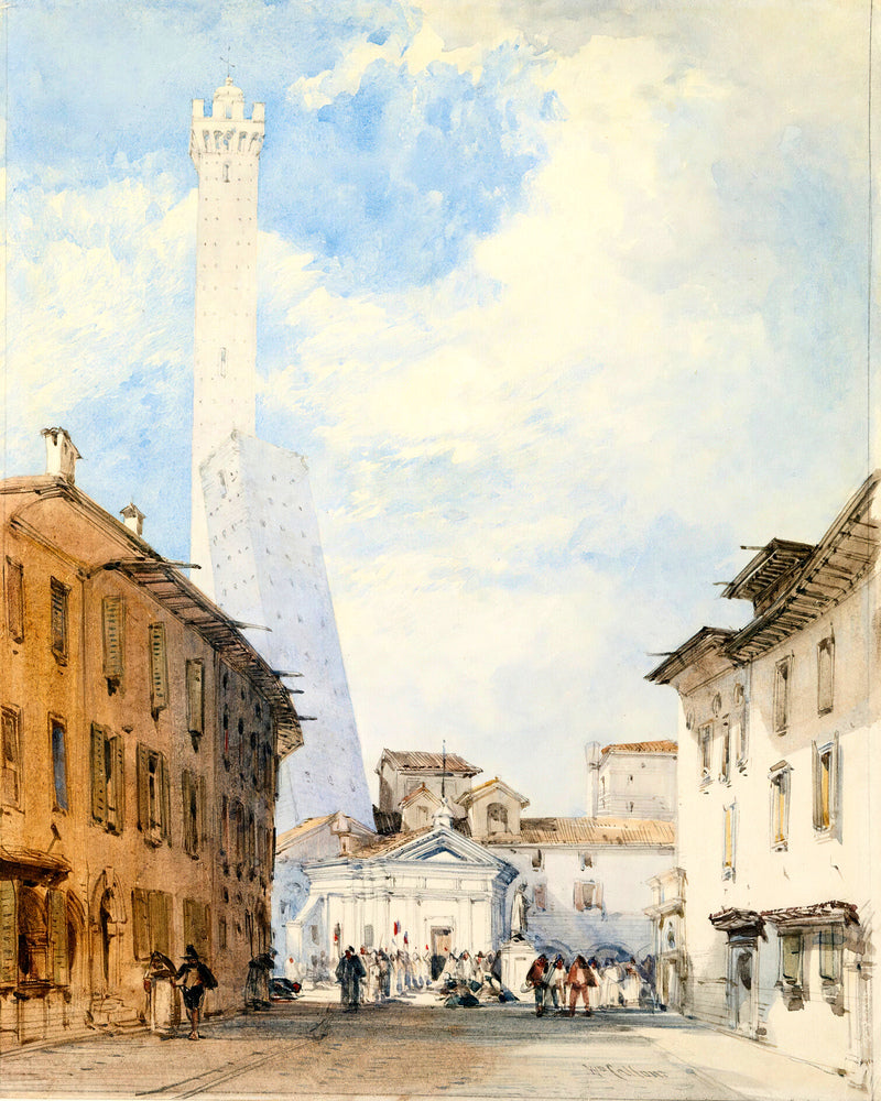 William Callow Print, Street In Bologna as an unframed print