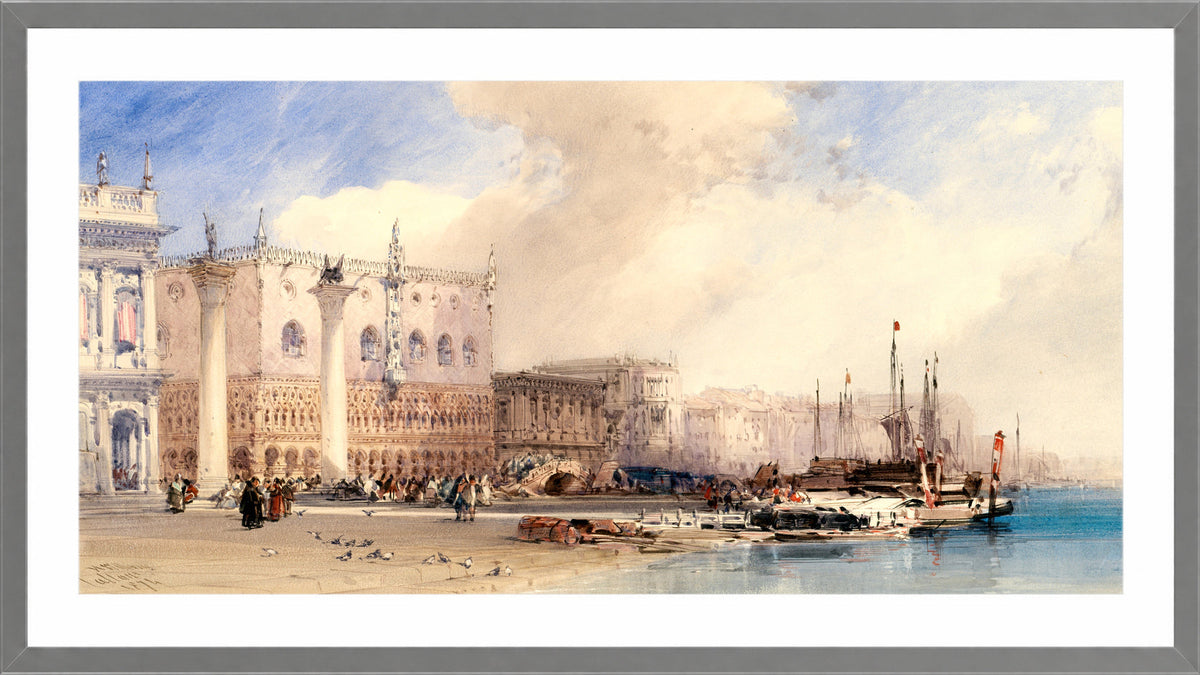 William Callow Print, The Doge’s Palace, Venice (1874) in a light grey frame