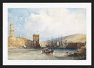 William Callow Print, The Entrance to the Harbor of Marseilles (1838) in a black frame