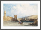 William Callow Print, The Entrance to the Harbor of Marseilles (1838) in a dark grey frame