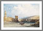 William Callow Print, The Entrance to the Harbor of Marseilles (1838) in a light grey frame