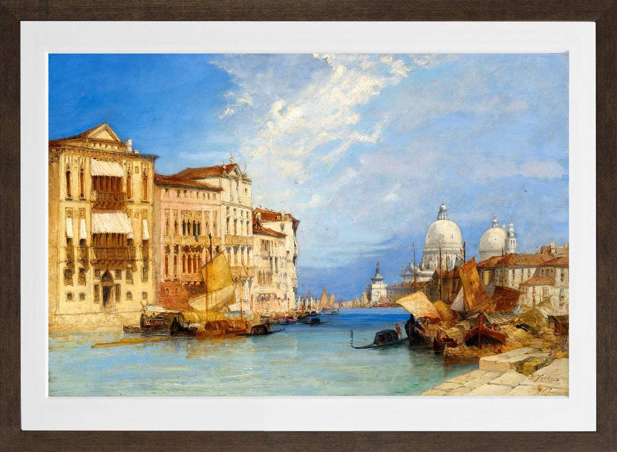 William Callow Print, The Grand Canal, Venice (1897) in a brown frame